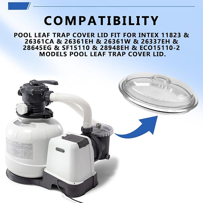 SF15110 Pool Leaf Collector Cover for Intex 12-Inch Sand Filter Pump, Sand Filter Replacement Parts for Intex SF80110-1,SF80110-2，11823,26361CA ,26361EH,26361W,ECO15110-2 Models,with O-Ring and Valve