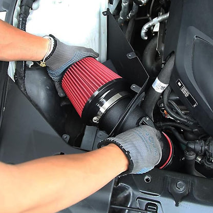 KYOSTAR Universal 3.5" (89mm) High-Flow Air Filter, Reusable Cone Cold Air Intake, High Performance, Washable, Clamp-On Car High Flow Air Kit, Flange Diameter: 3.5 Inch, Filter Height: 6.1 Inch, Red