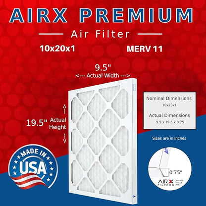 AIRX FILTERS WICKED CLEAN AIR. 10x20x1 Air Filter MERV 11 Electrostatic Pleated Air Conditioner Filter 4 Pack HVAC AC Furnace Filters