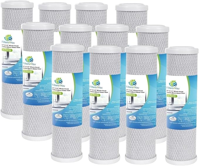 CFS – Carbon Block Water Filter Cartridge Compatible with Flow-Pur 8, WCBCS-975-RV Models – Removes Bad Taste and Odor (Pack of 12)