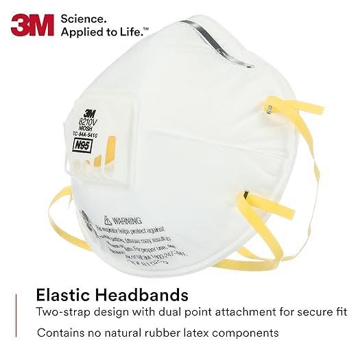 3M Particulate Respirator 8210V with Cool Flow Valve, Pack of 80, NIOSH APPROVED, Disposable, Smoke, Grinding, Sanding, Sawing, Sweeping, Woodworking, Dust