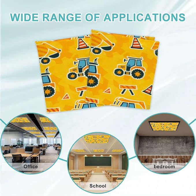 4 Pcs Fluorescent Light Covers for Ceiling Lights Construction Equipment Traffic Cones Yellow Decorative Magnets Light Filters for Office Home Classroom Must Haves 4’ x 2’