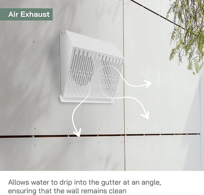 Vent Systems 10" Inch Exhaust Vent Cover with Rubber Gasket - White Galvanized Steel - Robust and Weatherproof Outdoor Air Exhaust Box - Duct or Surface Mounting - Rain and Snow Protection
