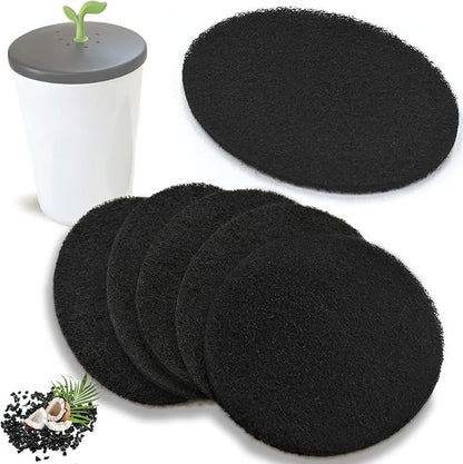 NewKe 6 Pack Natural Charcoal Filter Refills for Chef'n 401-420-120 EcoCrock Counter Compost Bin, Compost Bucket in Indoor, Oval-Shaped Charcoal Filters, Approx 6-1/2 x 5 in 3/8 in Thick