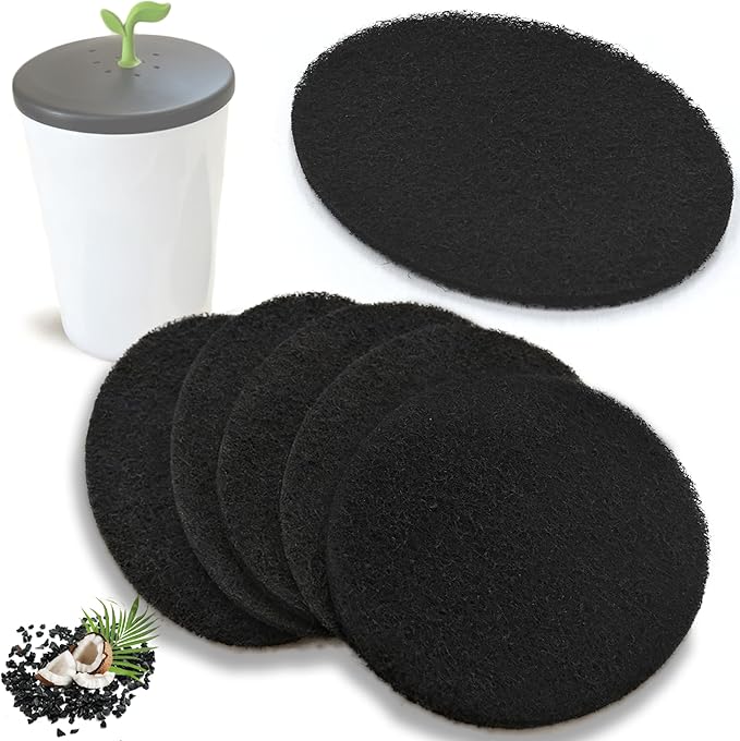 NewKe 12 Pack Natural Carbon Filter Refills for Chef'n 401-420-120 EcoCrock Counter Compost Bin, Indoor Compost Buckets, Carbon Filter Replacements Approx 6-1/2 x 5 Inches 3/8 Inch Thick