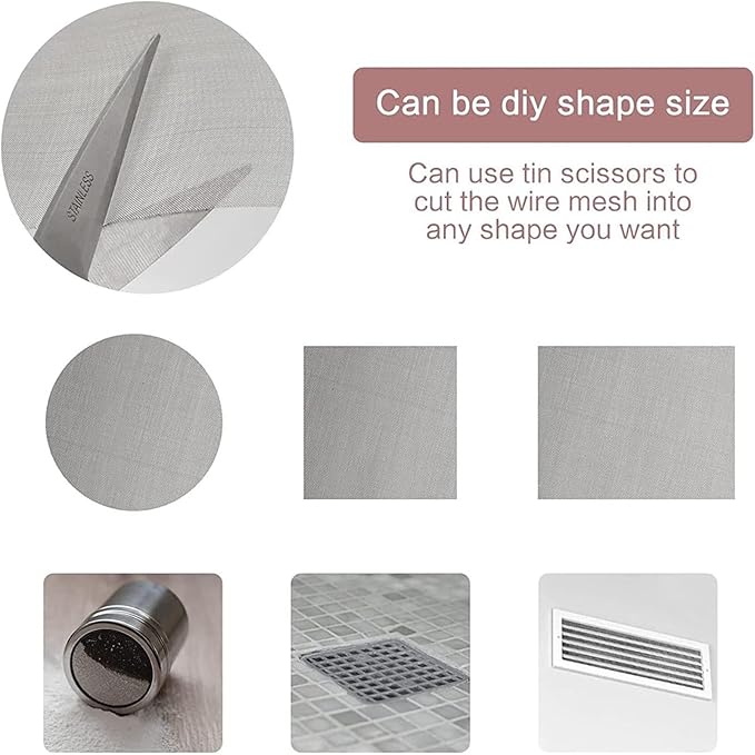 304 Stainless Steel Woven Wire Mesh, 100 Mesh Filter Screen, Heat-Resistant Insect Net for Precision Filtration, Air Vents, Garden Protection, HVAC, Windows