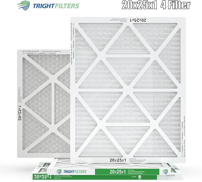20x25x1 Air Filter 4 Pack, MERV 8 Pleated Dust Defense Air Filters Replacement Air Conditioner HVAC AC Furnace Filter, Durable and Lightweight