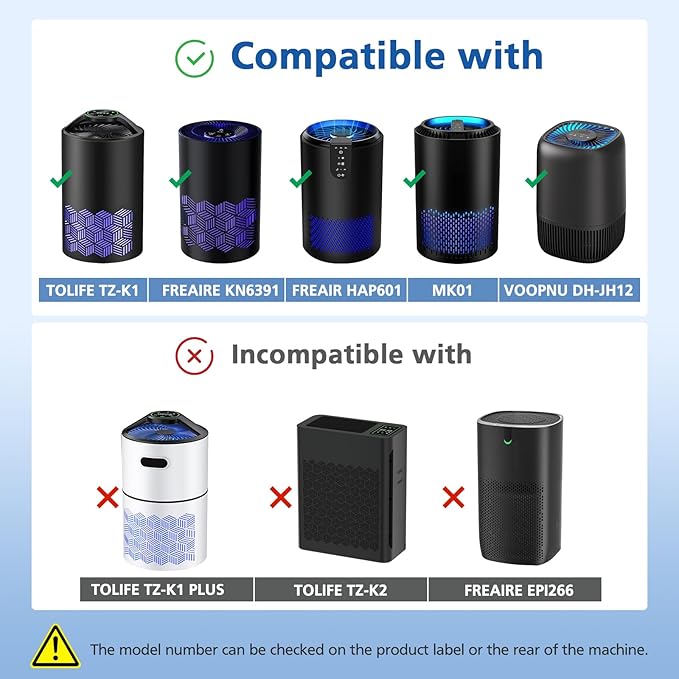 2 Pack TZ-K1 Replacement Filter Compatible With FreAire Air Purifier, VOOPNU DH-JH12, ToLife And MK01 MK06 Purifier, 3-in-1 Upgraded Filtration Filters, Activated Carbon and Pre-filter, JH12 Filter
