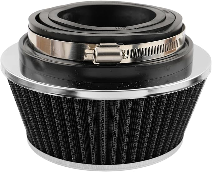 AUTOKAY Universal Clamp-On Air Filter Round Reverse Tapered Washable Filter 3 in/3.5 in/4 in Flange ID, 2.625 in (67 mm) Height, 6 in (152 mm) Base, 4.75 in Top, SPE-8161, Black