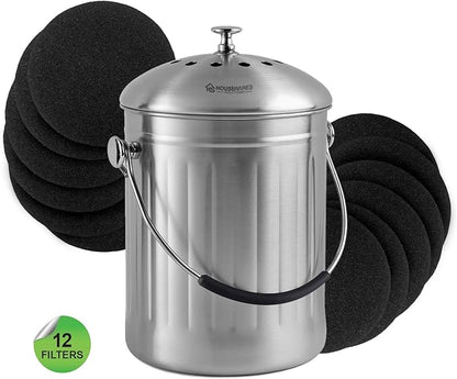 12 Pieces Activated Carbon Compost Bin Filters - 6.7 Inch Extra Thick Indoor Compost Bucket Filter Activated Charcoal Countertop Replacement Bin Filters, Round
