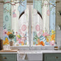 Easter Window Curtains 63 Inch Long 2 Panel Set, Rod Pocket Bedroom Curtains & Drapes, Spring Watercolor Bunny Eggs Wood Grain Teal Blue Light Filtering Window Treatment for Living Room 42"W x 63"L