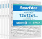12x12x1 Air Filter 6-Pack (MERV 8) MPR 600 & FPR 5 AC Furnace Filters Pleated Dust Defense Replacement (Actual Size: 11.81"x11.81"x 0.79")