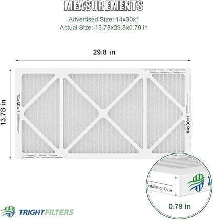 14x30x1 Air Filter 6 Pack, Durable MERV 8 Pleated Home HVAC AC Furnace Filters, Lightweight Compact Air Conditioner Filter Replacement