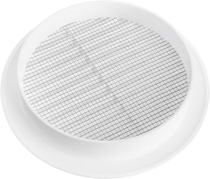 White 5" Inch Round Ventilation Grille with Screen mesh. (Duct 5Ø / Grille 6Ø) Ventilation Applications. Indoor and Outdoor Vent Cover. Available 3 Sizes / 4 Colors.