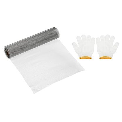 PATIKIL 40" L x 16" W Woven Wire Mesh, 18 Mesh 304 Stainless Steel Air Vent Filter Screen with Gloves for Window Security Vent Cover Filtration Animals Fence