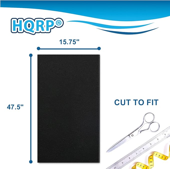 HQRP 2x Activated Carbon Filter Pad Cut To Fit Air Filter Roll for Improved Filtration - Universal Carbon Sheet for Air Purifier, Furnace, AC, Range Hood, 3D Printer, and Odor/VOC Control