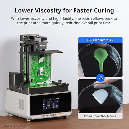 ANYCUBIC ABS-Like Resin 3.0, Upgraded 14K 3D Printer Resin with Enhanced Strength and Toughness, High Precision, Low Odor, Wide Compatibility for All LCD Resin 3D Printers (Clear Green, 1kg)