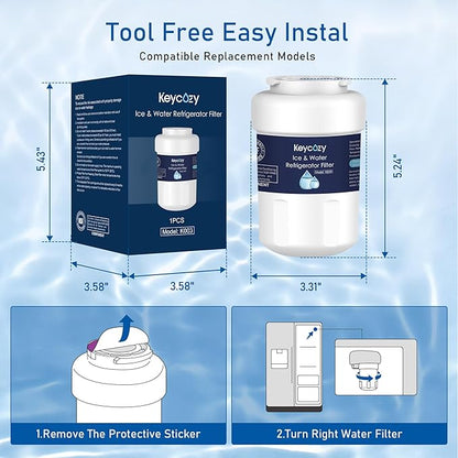 K003 Refrigerator Water Filter Replacement for GE MWF, martWater MWFP, MWFA, GWF, HDX FMG-1, WFC1201,WFC1201, RWF1060, 197D6321P006, PC75009,Kenmore 9991,GSE25GSHECSS, PSHS6PGZBESS (3)