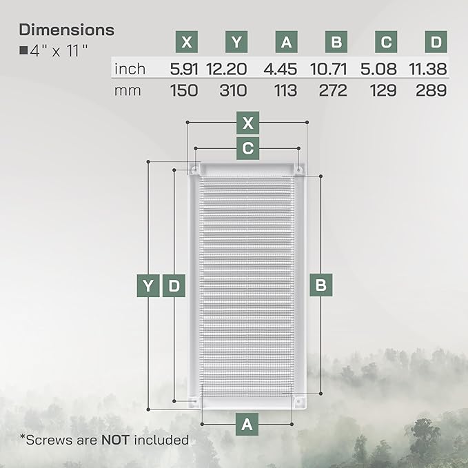 Vent Systems 4" x 11" Inch (Opening Dimensions) - Pack of 2 - Plastic White Soffit Vent Cover - Flat Rectangular Air Vent Grille - Air Vent Deflector - HVAC 6" x 12" Inch (Overall Dimensions)