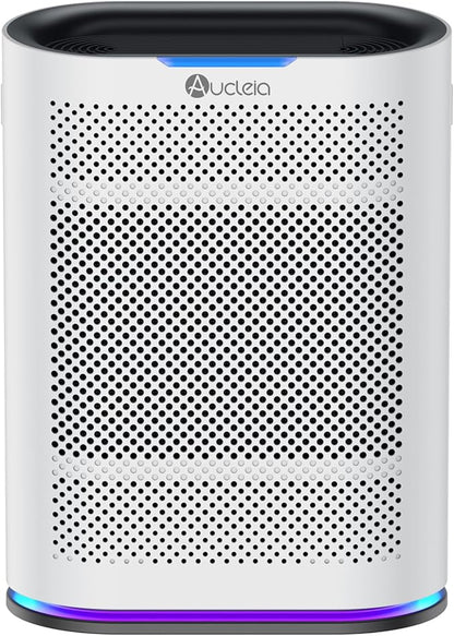 Air Purifiers for Home Large Room Cover 2,100 Ft²,Home Air Purifier with Air Quality Monitor & Aromatherapy,Auto H13 Air Purifier Removes Pets Hair Dust Smoke Odor,with 7 Colors Light(White)