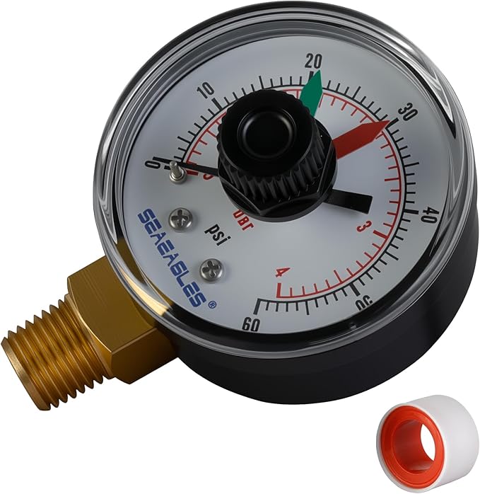 DECX271261 Boxed Pressure Gauge with Dial Replacement for Select Hayward Filter and Multiport Valve,1/4" NPT Lower mounting 2" Dial Pool Pump Pressure Gauge 0-60psi/4bar. (271261)