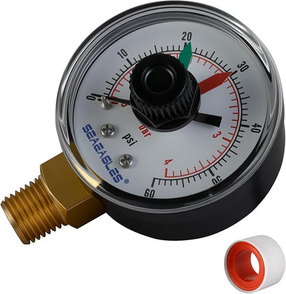 DECX271261 Boxed Pressure Gauge with Dial Replacement for Select Hayward Filter and Multiport Valve,1/4" NPT Lower mounting 2" Dial Pool Pump Pressure Gauge 0-60psi/4bar. (271261)