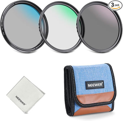 NEEWER 82mm UV/CPL/ND Lens Filter Kit, UV Protection + Circular Polarizing + Neutral Density (ND8) Camera Lens Filter Set with Multicoated Optical Glass, Slim Frame & Upgraded Foldable Storage Case