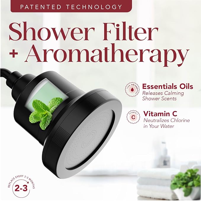 Vitamin C Shower Filter Replacement Cartridge + Shower Steamers Aromatherapy - K Beauty Skin & Hair Enhancement, Universal Water Filter Replacement for AquaBliss - Peppermint