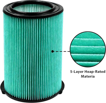 2 Pack VF6000 5-Layer Pleated Replacement Vacuum Filter Compatible for Rigid Shop Vac 5-20 Gallon Wet/Dry Vacuums,Fit for Husky 6-9 Gallon Vacs