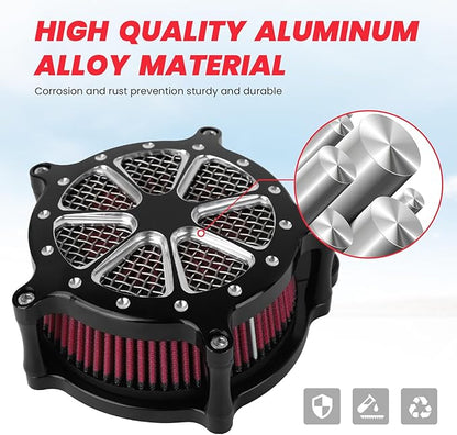 Twin Cam Air Filter Cleaner Intake Filter Compatibel with Harley Davidson Touring Trike 2008-206, Softail 2016-2017, FXDLS 2017, High Flow Air Filter