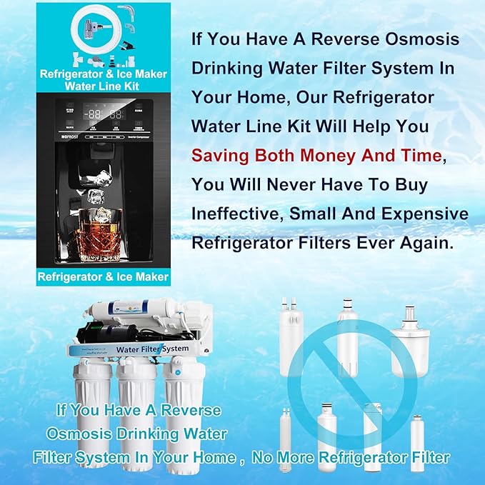 Refrigerator Water Line Kit Connection and 1/4 Compression Ice Maker Installation Kit,1/4" OD Tubing with Quick Connect for Fridge IceMaker RO Systems Water Filters Faucet,+Feed Water Adapter 25ft