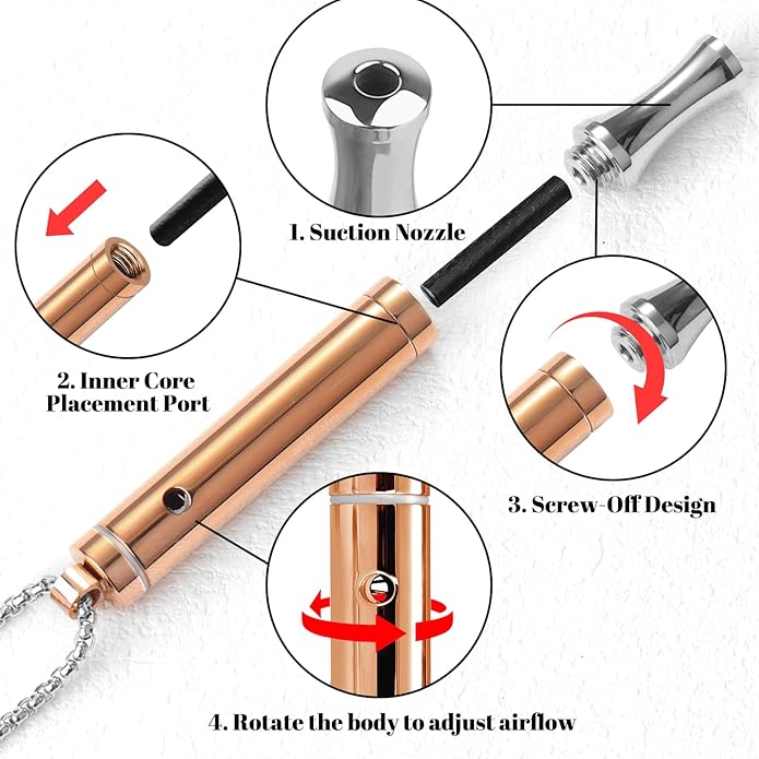 ASTOFLI Quit Smoking Breathing Necklace for Adults - Flavored Stress Breathing Necklace Stop Smoking for Women - Breathlink for Men Meditation Breathe Anxiety Whistle Necklaces inhaler Breathlace