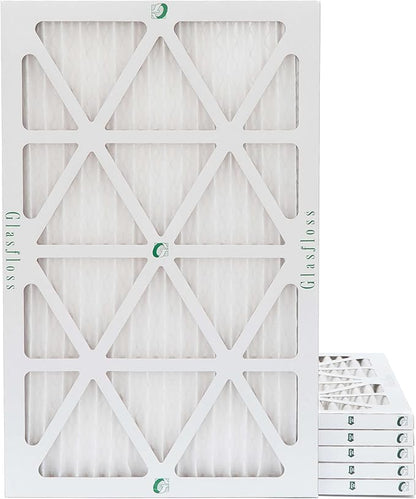 Glasfloss 12x24x1 MERV 10 (FPR 5-6) Pleated Air Filters Box of 6. Actual Size: 11-3/8 x 23-3/8 x 7/8