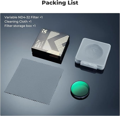 K&F CONCEPT Snap On Variable ND Filter Compatible with DJI Osmo Action 6, ND4-32 Limited Stops Neutral Density Light Reduction Filters Multi-Coated HD Optical Glass Action Camera Accessories