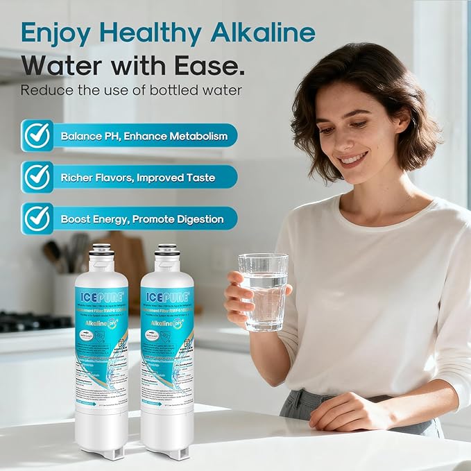 ICEPURE Alkaline BORPLFTR50 Refrigerator Water Filter Replacement for Bosch Ultra Clarity Pro 11032531, 12033030, BORPLFTR55, 12028325, 11025825, B36CT80SNS, WFC100MF, WFS200MF, Enhances PH, 3Pack