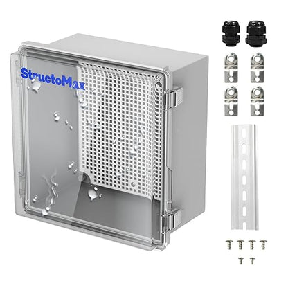 Outdoor Electrical Junction Box | IP67 Waterproof | Resistant ABS Material with Clear UV Coating Cover | Weatherproof Box for Outdoor, Garden, Deck, Patio