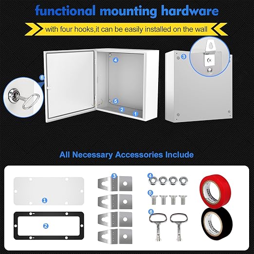 Outdoor Electrical Junction Box, 24x 24 x 8' ' NEMA 4X Enclosure Box, Wall Mounted IP66 Waterproof & Dustproof Lockable Metal Junction Box