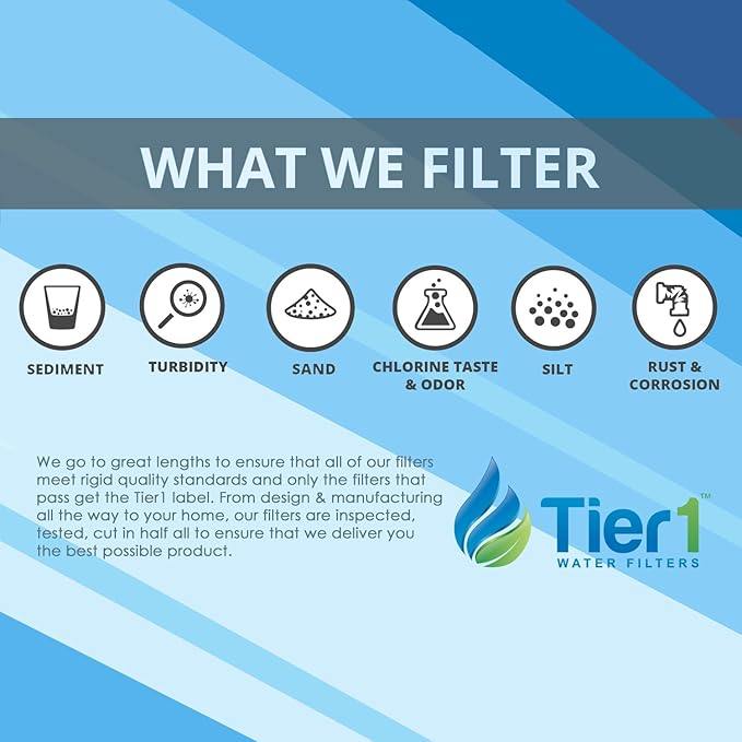 Tier1 5 Micron 10 Inch x 2.5 Inch | 25-Pack Whole House Carbon Block Water Filter Replacement Cartridge | Compatible with Pentek EP-10, 42-34373, 155531-43, CB-25-1005, MAXETW-975, Home Water Filter