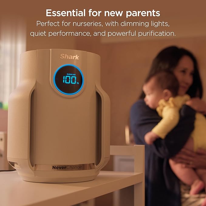 Shark Air Purifier for Home, NeverChange Compact Pro, for Bedroom, Nursery, Home Office, Dorm, HEPA-Exceeding Filter, Captures Pollutants, Pet Dander, Dust, Odor, Smoke, and More, HP072GN, Honeydew