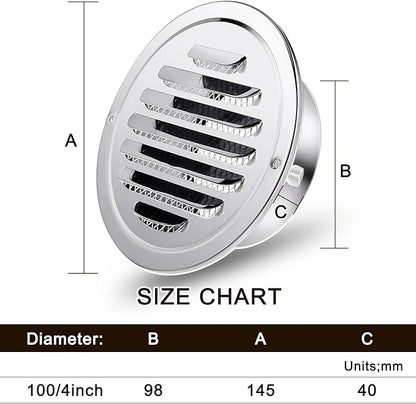Zonon 24 Pcs Stainless Steel Soffit Vents 4 Inch Round Dryer Vent Cover with Mesh Screen for Home Outdoor Bathroom Wall Ceiling Outside Exterior Exhaust (Silver)
