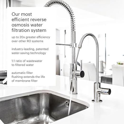 Brondell Capella Reverse Osmosis System, Under Sink, Black – 4 Stage RO Water Filtration, Designer Chrome Faucet with LED Filter Change Reminder – Quick Change Filters, WQA Certified