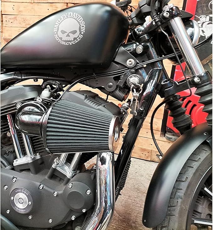 Big Sucker cone Air filter intake for harley air Cleaner Sportster Softail fatboy heritage dyna touring street road king Glide (Nake - BLACK, Type A : For Sportster XL models)