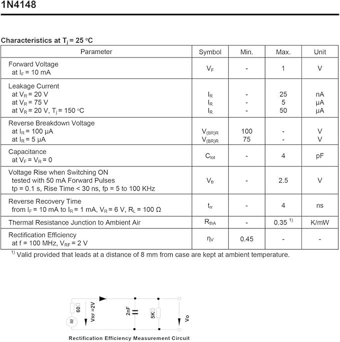 Chanzon 1N4148 Small Signal Fast Switching Diodes High-Speed Axial 200mA 100V DO-35 (DO-204AH) IN4148 Silicon Diodes (Pack of 100 Pieces)