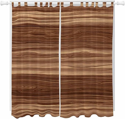 Brown Western Living Room Curtains 96 Inch Length, Window Curtains Tab Top, Vintage Farmhouse Wood Barn Door Light Filtering Window Treatments Drapes 52"x96" 2 Panel
