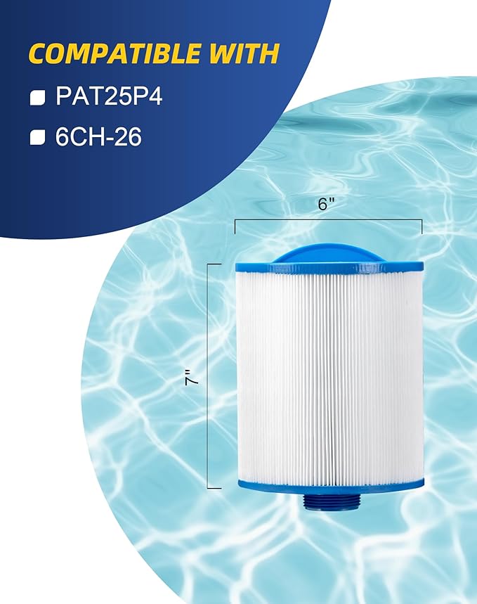 ZOTEE Spa & Pool Filter Cartridge Replacement for Unicel 6CH-26, PTL25W-SV, and Filbur FC-0310, 2 Packs