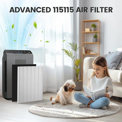 115115 Replacement Filters A Size 21 for Winix PlasmaWave 5300-2, C535, 6300, 5300, 6300-2, P300, AM90, 9000, 5000, 5000B, C909, 9800 Air Purifier, 3 HEPA Filter + 3 Carbon Pre-Filters