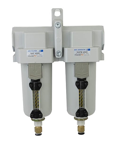 PneumaticPlus SAFU430-N06-MEP Air Particulate (10 µm), Coalescing (0.1 µm) Filter Combo, 3/4" NPT, Metal Bowl w/Manual Drain