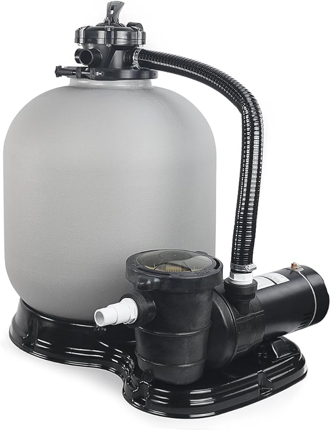 XtremepowerUS 4500GPH 19" Sand Filter with 1.5HP Above Ground Swimming Pool Pump Media System, 5-Way Valve Filter