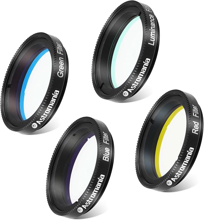 Astromania Deluxe Telescope LRGB 1.25 Inch Filter Set - Colour Filters for Use with Monochrome CCD Cameras - Give Stunning Astrophotographic Results