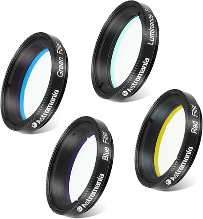 Astromania Deluxe Telescope LRGB 1.25 Inch Filter Set - Colour Filters for Use with Monochrome CCD Cameras - Give Stunning Astrophotographic Results